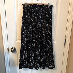 Women’s black and white polka-dot midi skirt